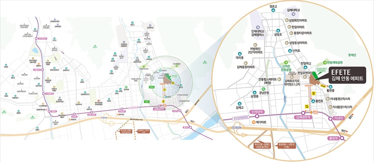 김해 안동 에피트 입지환경 지도